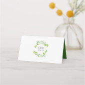 Carte De Placement Aquarelle verte Olive Branch Initiales Date (Dos)