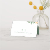 Carte De Placement Aquarelle verte Pêche Monogramme Floral Romantique (Dos)