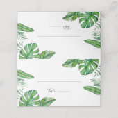 Carte De Placement Aquarelle verte tropicale Monstera Feuille Mariage (Extérieur déplié)