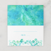 Carte De Placement Aquarelle verte turquoise Arbre de vie plié (Extérieur déplié)