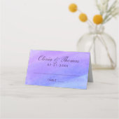 Carte De Placement Aquarelle violet moderne Mariage Monogramme (Devant)