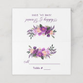 Carte De Placement Aquarelle violet ultra violet Mariage de fleurs PS (Extérieur déplié)