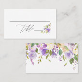 Carte De Placement Aquarelle violette Calligraphie florale Double fac (Devant / Derrière)