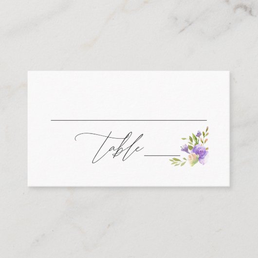 Carte De Placement Aquarelle violette Calligraphie florale Double fac (Devant)