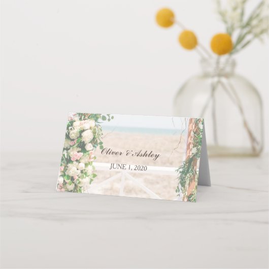 Carte De Placement Arbor Beach Wedding Place / Escort Cards (Dos)