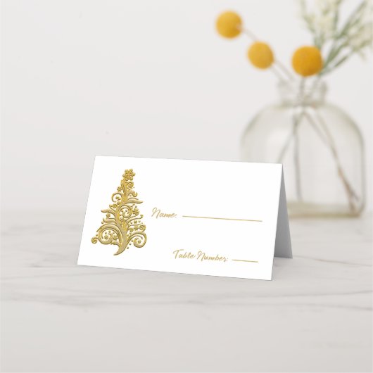 Carte De Placement Arbre de Noël Gold (Devant)