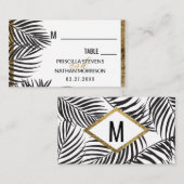 Carte De Placement Arbre de palmier noir Frances Gold Bordure Mariage (Devant / Derrière)