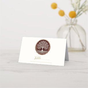 Carte De Placement Arbre de vie Table Mariage rouge foncé rustique Ce