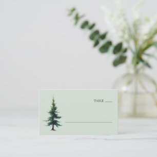 Carte De Placement Arbre Persistant Sérénité Aquarelle Menthe