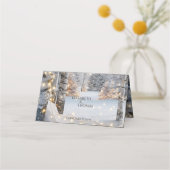 Carte De Placement Arbres blancs de bouleau de mariage hiver jolis lu (Dos)