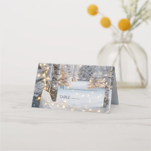 Carte De Placement Arbres blancs de bouleau de mariage hiver jolis lu