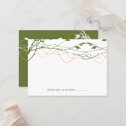 Carte De Placement Arbres d'amour noués Branches nues Mariage simple (Devant/Arrière en situation)