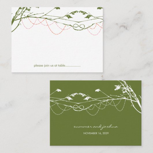 Carte De Placement Arbres d'amour noués Branches nues Mariage simple (Devant / Derrière)