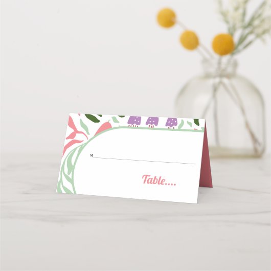 Carte De Placement Arc Boho avec branches rétro et fleurs mariage (Devant)