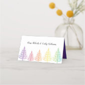 Carte De Placement Arc-en-ciel couleurs arbres et confetti mariage LG (Dos)
