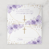 Carte De Placement Arc Or Purple Floral Première Communion Sainte (Extérieur déplié)