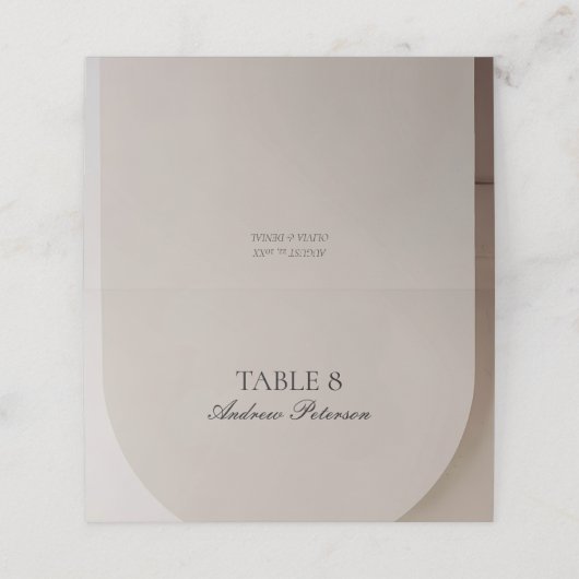 Carte De Placement Arch Shaped Neutral Luxe Wedding (Extérieur déplié)