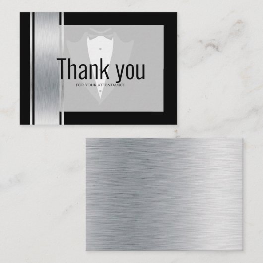 Carte De Placement Argent, blanc & noir rayures tuxedo place de célib (Devant / Derrière)