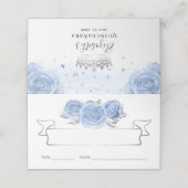 Carte De Placement Argent et lumière Bleu bébé Roses élégant (Extérieur déplié)