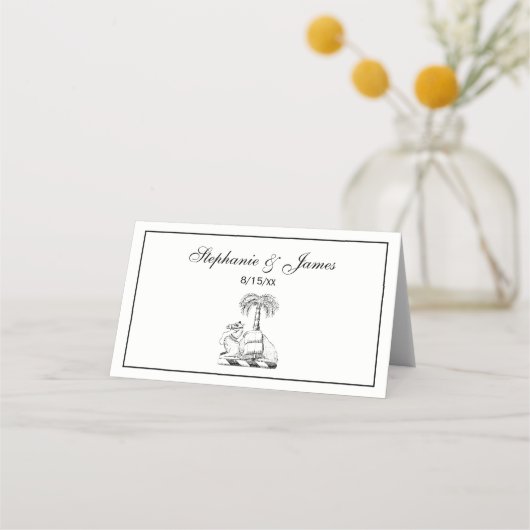 Carte De Placement Armoiries de Preppy Heraldic Camel Palm Tree (Devant)
