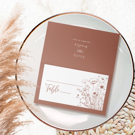 Carte De Placement Arrière - plan en terre cuite Fleur sauvage blanc