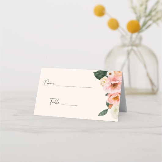 Carte De Placement Arrosage Moderne Rose Pêche Fleurs Mariage Shower (Devant)