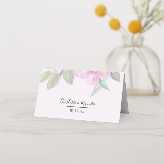 Carte De Placement Art artistique Boho Floral Aquarelle (Devant)