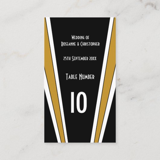 Carte De Placement Art Déco Design Mariage Noir Et Or (Dos)