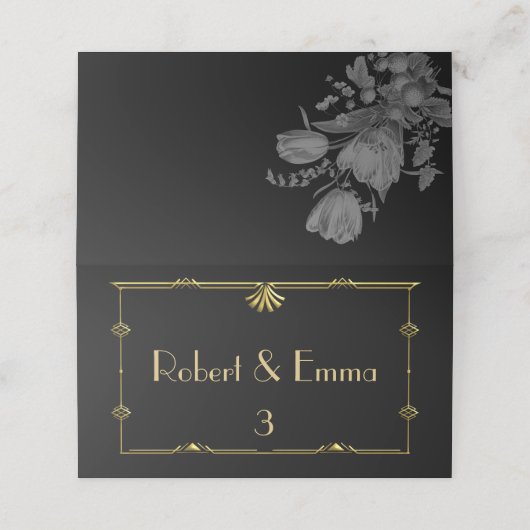 Carte De Placement Art Déco Elégante table de mariage Carte de lieu (Extérieur déplié)