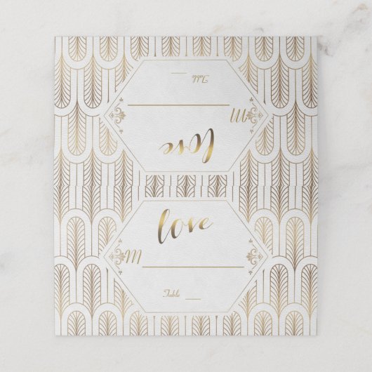 Carte De Placement Art Déco Great Gatsby White Gold Mariage (Extérieur déplié)