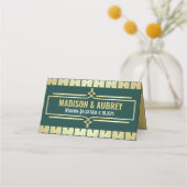 Carte De Placement Art Déco Mariage Gold Green Cadre élégant Escort (Dos)