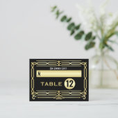 Carte De Placement Art Déco Mariage Gold Noir Cadre élégant Escort (Debout devant)