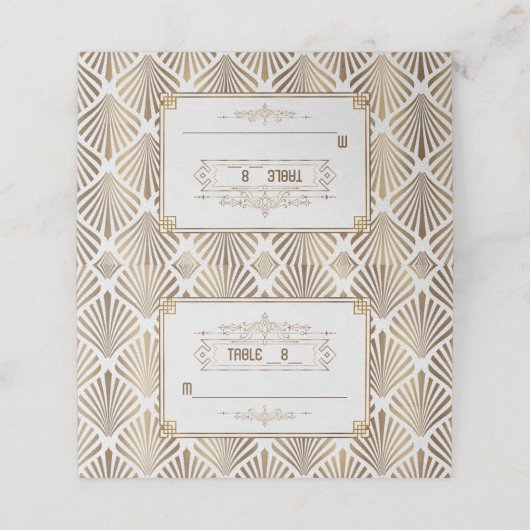 Carte De Placement Art Déco White Gatsby 1920s Mariage Numéro de tabl (Extérieur déplié)