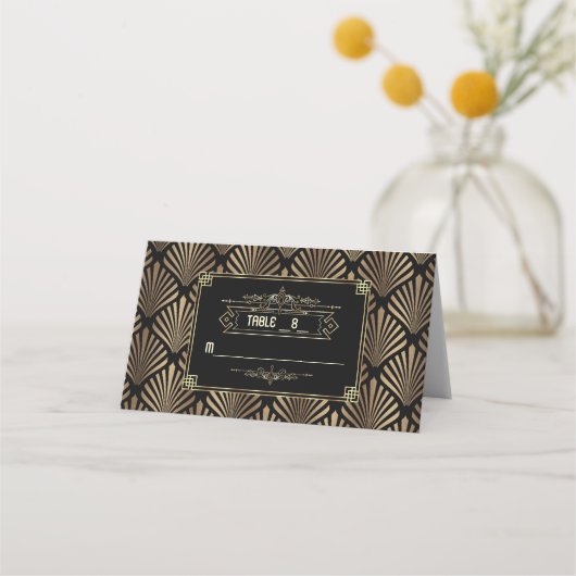 Carte De Placement Art Déco White Gatsby 1920s Mariage Numéro de tabl (Dos)