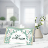 Carte De Placement Art Déco William Morris Floral Mariage vert