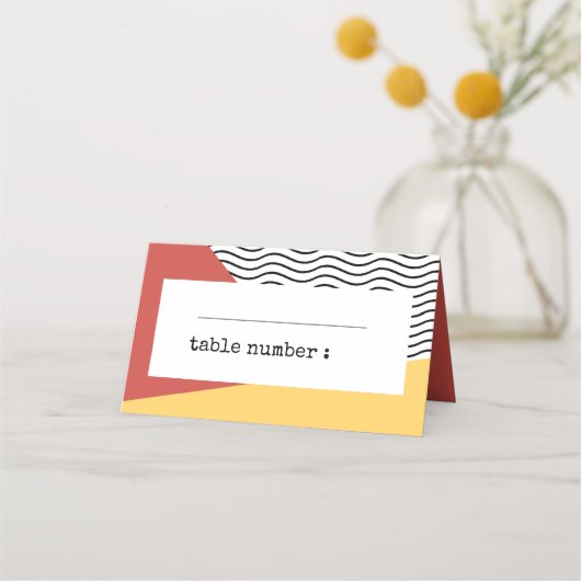 Carte De Placement Art pop des années 80 mariage de style Memphis (Devant)