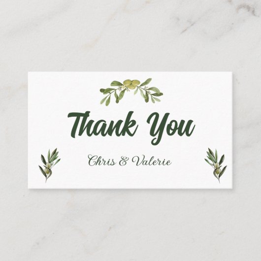 Carte De Placement Autocollant vert olive moderne (Devant)