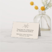 Carte De Placement Automne Beige Simple Mariage élégant (Dos)