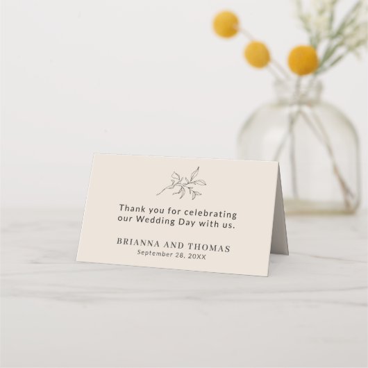 Carte De Placement Automne Beige Simple Mariage élégant (Dos)