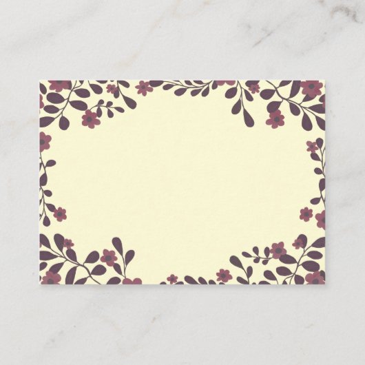 Carte De Placement Automne Cadre Floral Sweet Boho Fleurs Personnalis (Dos)