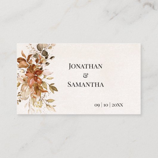 Carte De Placement Automne Eucalyptus Fête des mariées Automne Mariag (Dos)