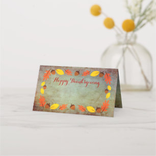 Carte De Placement Automne Feuilles de l'automne Thanksgiving Nom Car