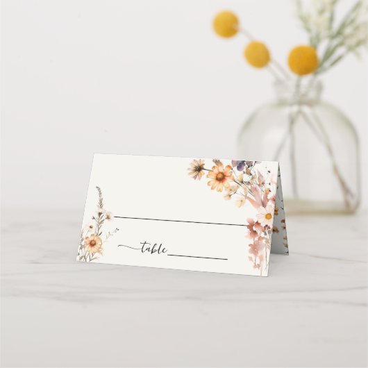 Carte De Placement Automne Fleur sauvage Boho Mariage Nom d'invité pl (Devant)