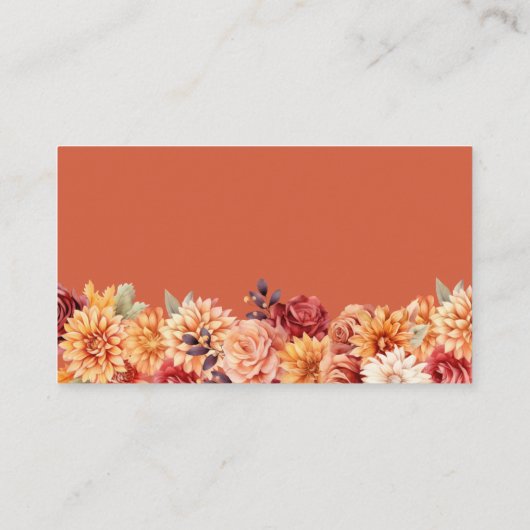 Carte De Placement Automne Floral Mariage Plat Place Card (Dos)