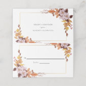 Carte De Placement Automne Mariage Floral Table Automne Script person (Extérieur déplié)