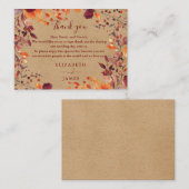 Carte De Placement Automne Rustique automne Mariage Floral Merci (Devant / Derrière)