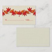 Carte De Placement Autumn Leaves Border Place Card, Rouge/Orange (Devant / Derrière)