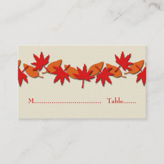 Carte De Placement Autumn Leaves Border Place Card, Rouge/Orange (Devant)