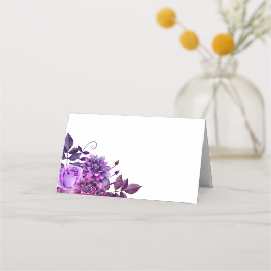 Carte de placement aux fleurs violettes. Fleurs de (Devant)