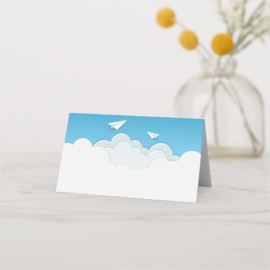 Carte De Placement Avion en papier dans les nuages (Dos)